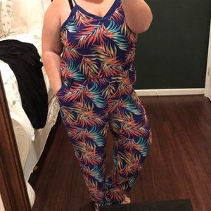 XXL: Super Fun Long-Pant Blue and Neon Romper